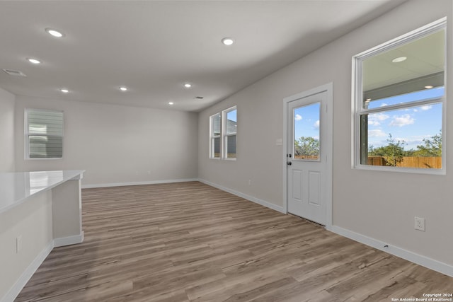 interior space with light hardwood / wood-style flooring