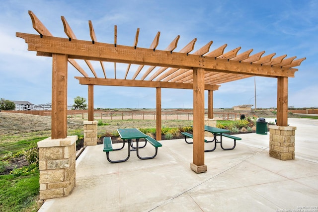 view of patio with a pergola