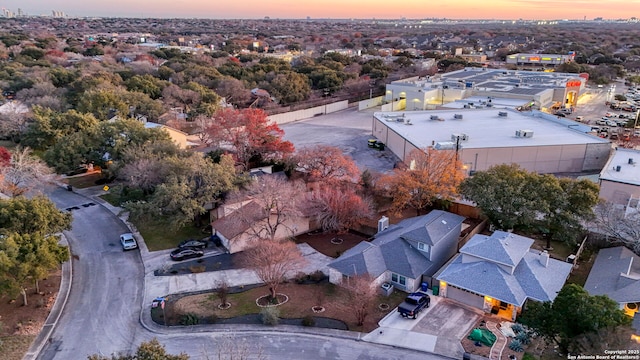 view of aerial view at dusk