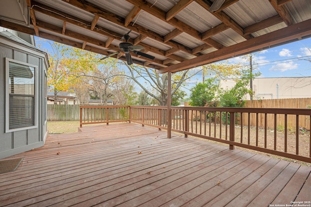 deck featuring ceiling fan