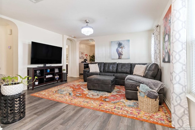 living room featuring hardwood / wood-style flooring