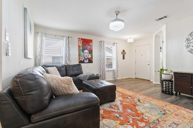 living room featuring hardwood / wood-style floors