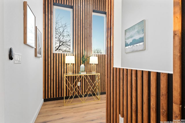 hall featuring light hardwood / wood-style flooring