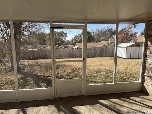 view of unfurnished sunroom