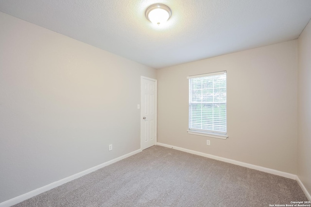 empty room with a textured ceiling and carpet flooring