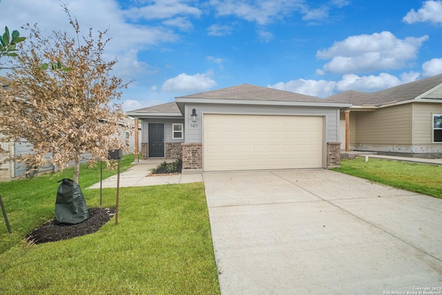 3411 Mccrae Xing, San Antonio, TX 78264 - view of front of property with a garage and a front lawn