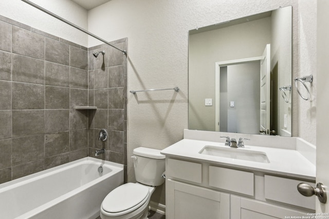 11559 Cottage Pt, San Antonio, TX 78254 - full bathroom with tiled shower / bath, vanity, and toilet