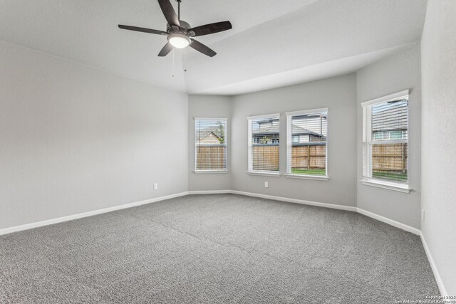 11559 Cottage Pt, San Antonio, TX 78254 - empty room with lofted ceiling, ceiling fan, and carpet flooring