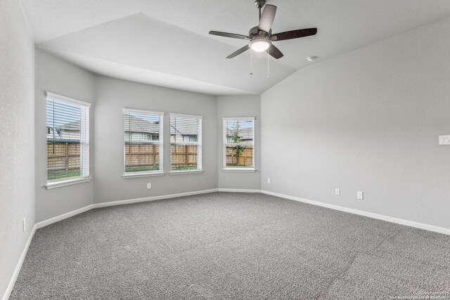 11559 Cottage Pt, San Antonio, TX 78254 - carpeted spare room with vaulted ceiling and ceiling fan
