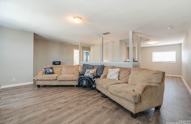 living room featuring hardwood / wood-style flooring