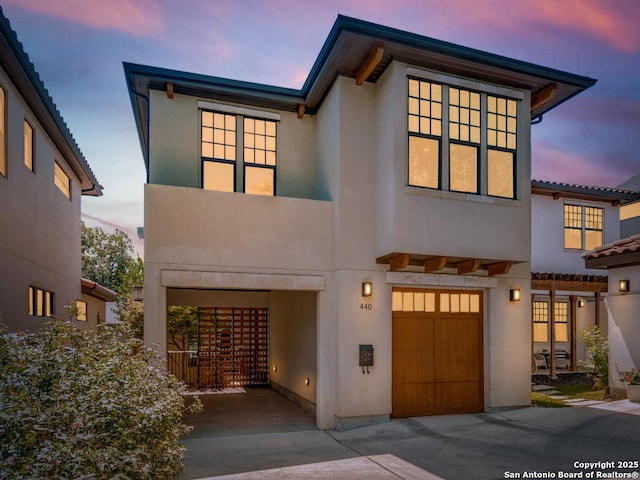 view of front of home with a garage