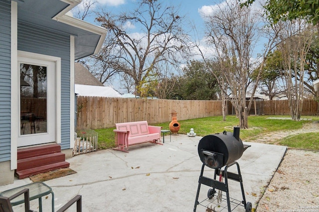 view of patio with area for grilling