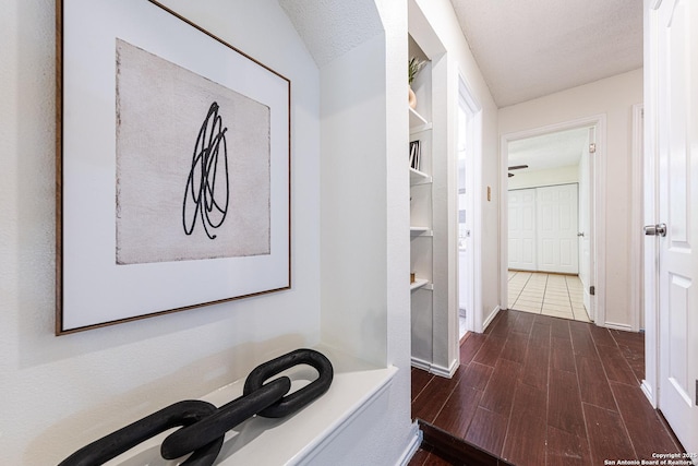 15074 Preston Holw, San Antonio, TX 78247 - corridor featuring baseboards and dark wood finished floors