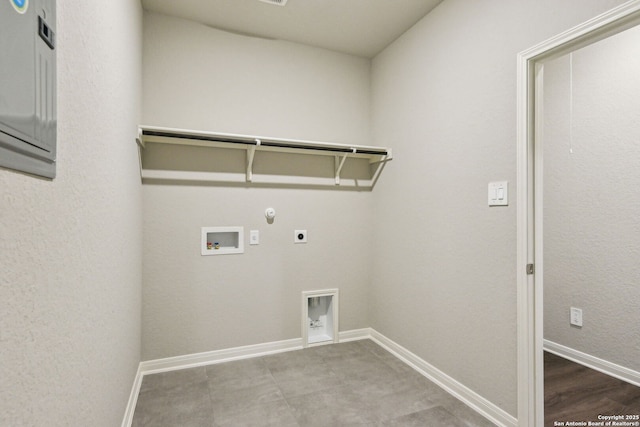 laundry area with gas dryer hookup, electric dryer hookup, and washer hookup