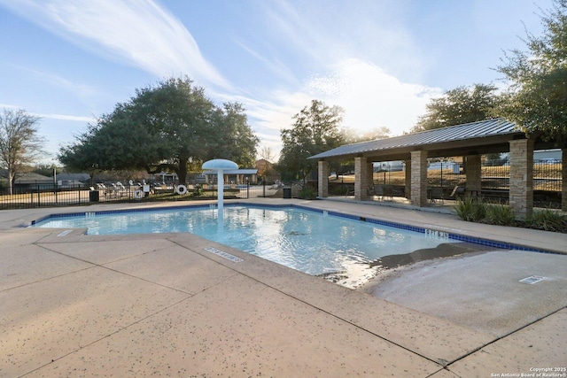 view of pool featuring a gazebo