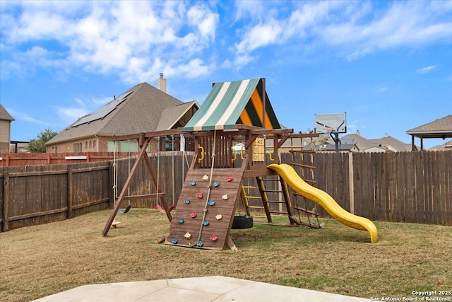 view of play area with a lawn