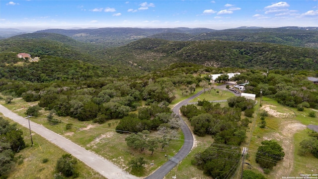 bird's eye view with a mountain view