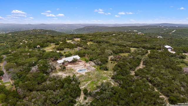 birds eye view of property with a mountain view