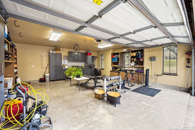 garage with a garage door opener