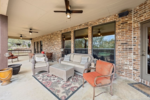 view of patio / terrace featuring an outdoor hangout area and ceiling fan