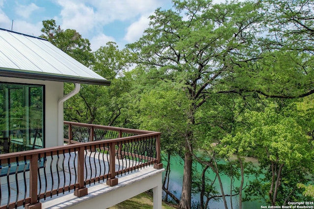 deck with a water view