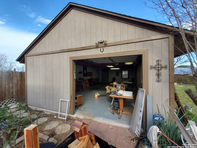 view of garage