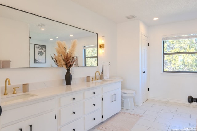 bathroom with toilet and vanity