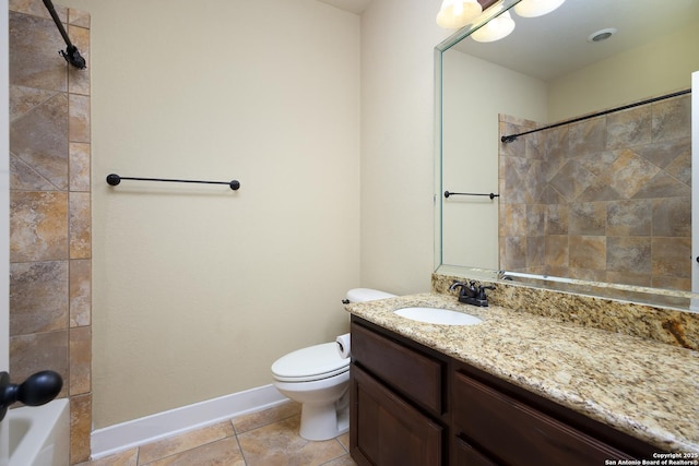 bathroom with tile patterned floors, toilet, and vanity