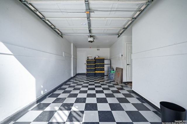 garage with a garage door opener