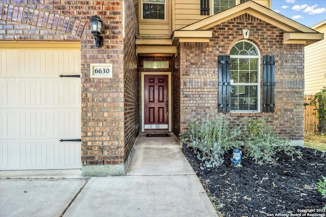 entrance to property with a garage