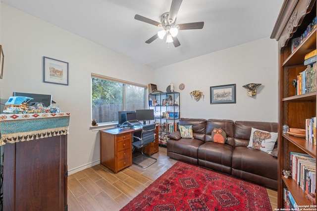 office featuring ceiling fan