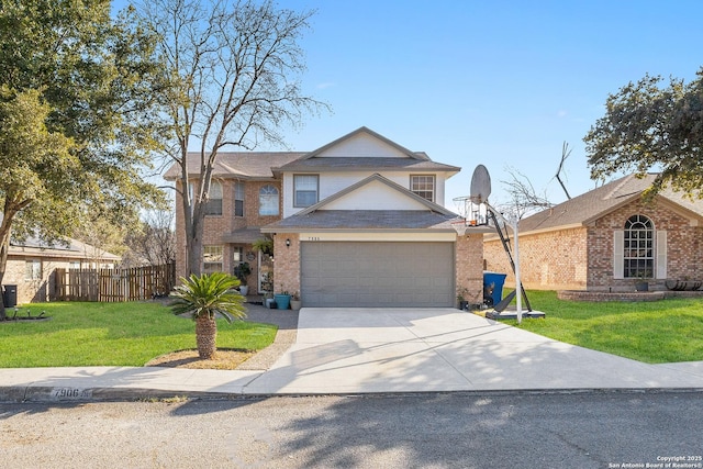 view of front of house with a garage and a front yard