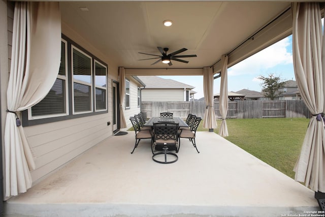 view of patio / terrace with ceiling fan