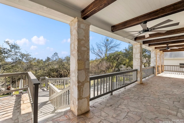 view of patio / terrace featuring ceiling fan