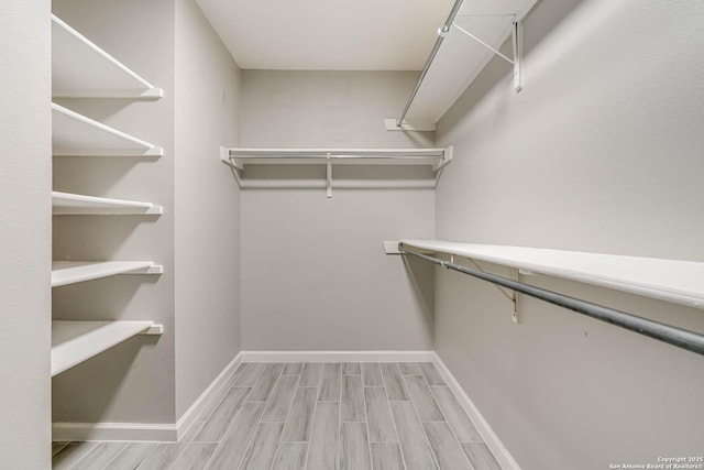 walk in closet featuring light hardwood / wood-style floors