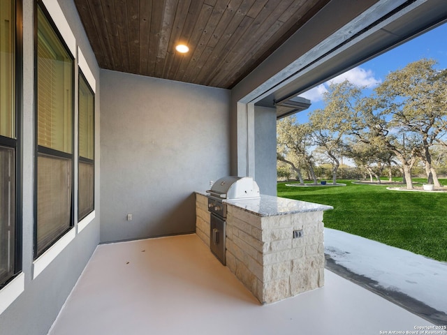 view of patio / terrace featuring a grill and an outdoor kitchen