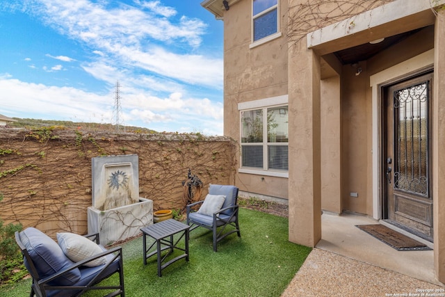 exterior space with an outdoor living space and a yard