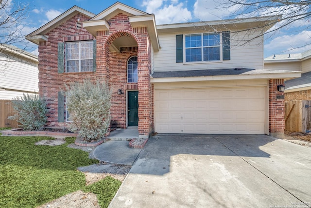 front of property with a garage