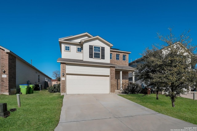 view of front property with a garage and a front yard