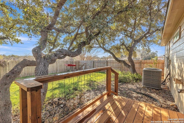 wooden terrace featuring central AC