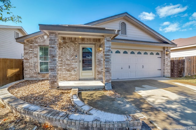 single story home with a garage