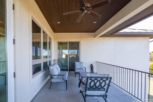 balcony with ceiling fan