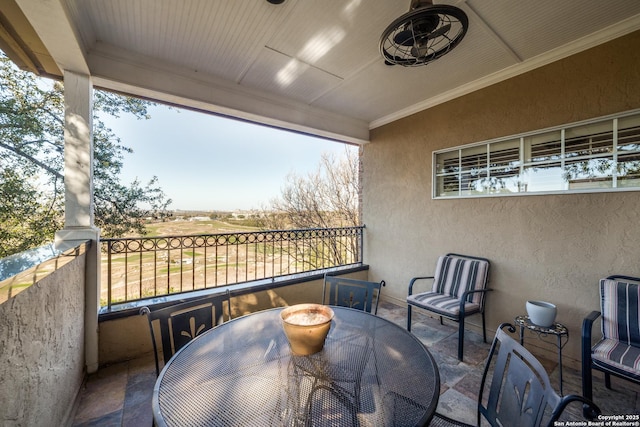 balcony featuring a rural view