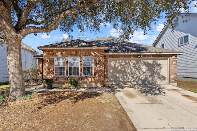 single story home with a garage