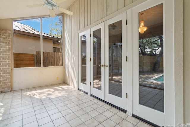 12519 Elm Manor St, San Antonio, TX 78230 - unfurnished sunroom featuring french doors and ceiling fan