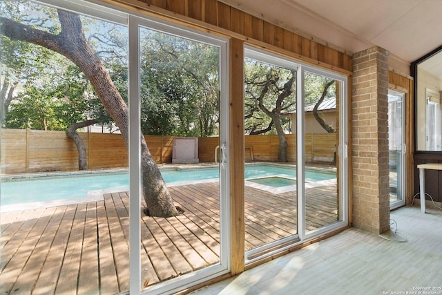 12519 Elm Manor St, San Antonio, TX 78230 - unfurnished sunroom with a pool