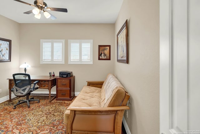 home office featuring ceiling fan