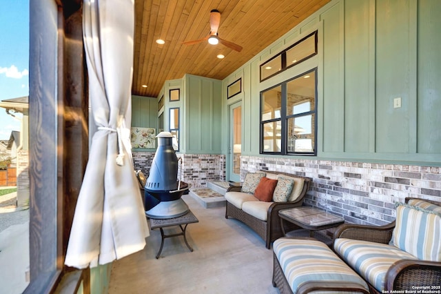 view of patio / terrace featuring outdoor lounge area and ceiling fan