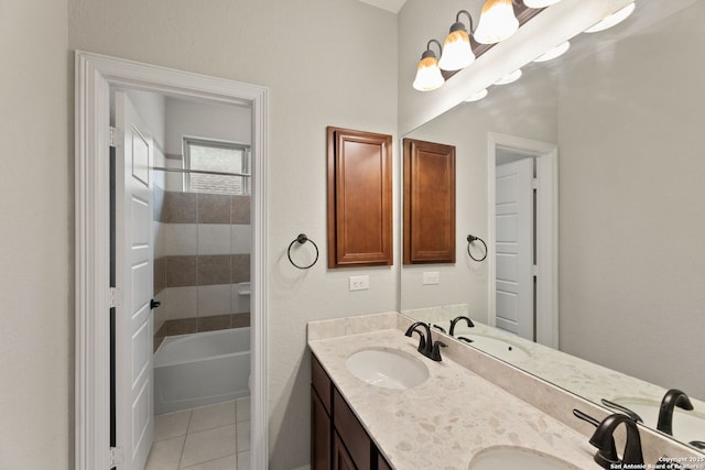 bathroom featuring tile patterned flooring, vanity, and shower / bath combination