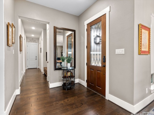 entrance foyer with dark wood-type flooring